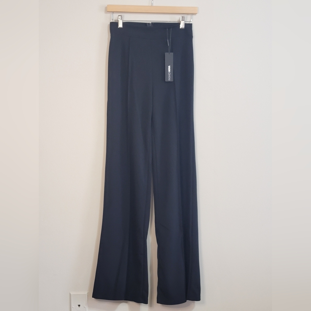 Fashion Nova Elegant Black Wide-Leg Pants